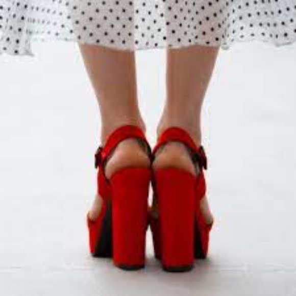 CHARLES DAVID Roan Red Suede Platform Block Heel Ankle Strap Sandals 41 - Picture 9 of 16